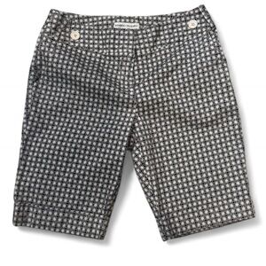 Bamboo Traders | Women’s Black and White Geo Print Bermuda Shorts | 12